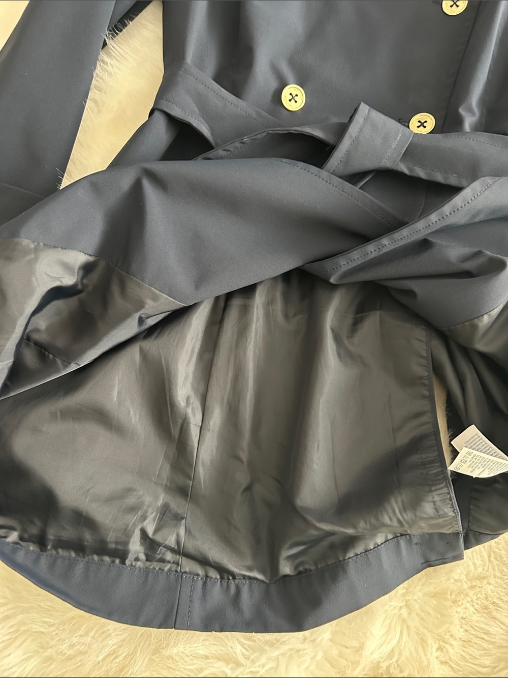 Nautica Navy Double-Breasted Trench Coat with Gold Buttons - Picture 10 of 11